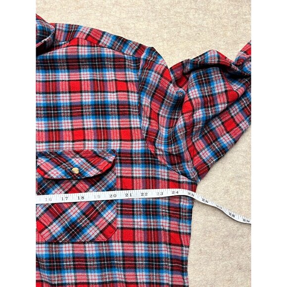 Vintage Outdoor Exchange Red Plaid Flannel Button Down Shirt Men's XL Tall - Picture 8 of 9